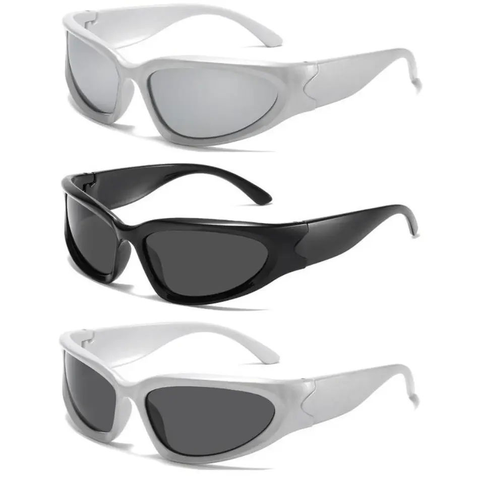 2026 New 3-Pack Unisex Punk Style Oval Mirror Colorful Y2K Sunglasses Trendy Goggle Shades for Daily Party Outdoor TikTokShop