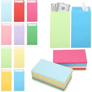 100 Cash Envelopes Self adhesive 6.7x3.5 Inch, Fit for Envelope Money Saving Challenge, 10 Colors 120 GSM Thick Money Envelopes for Cash, Budgeting, Tips, Check, Coin  Tickets