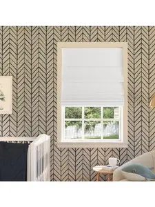 27"x64" Sun Zero 100% Blackout Pryer Textured Cordless Roman Window Shade White