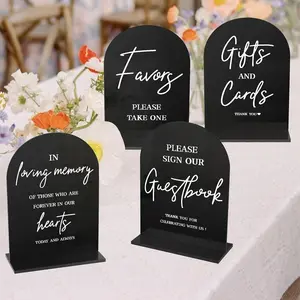 Modern Acrylic Wedding Sign Set, 4 Counts/set Elegant Ceremony & Reception Decor, Acrylic Plaque Decor, Easy To Use for Anniversary & Shower