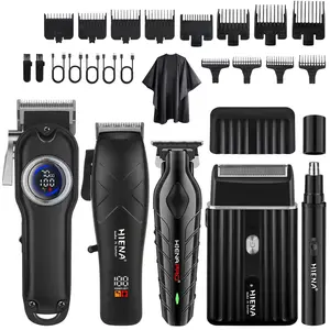 5-Piece Professional Hair Clippers and Trimmers Set | Nose Hair Trimmer, Precision Trimmer with Guided Comb, LED Display, USB Power, Rechargeable Battery, ABS Plastic Housing, Ideal Gift for Husbands/Boyfriends/Parents, Suitable for Home and Travel Use