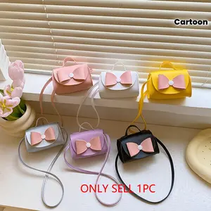 Cartoon Bow Girl Shoulder Bag, Compact Portable Crossbody Bag, Fresh Accessory, Cute Sweet Princess Child Shoulder Bag, Snack Coin Purse, Micro Bag