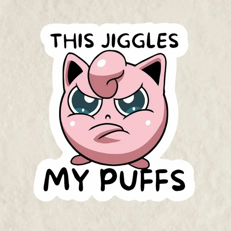 Jigglypuff Sticker, Funny Gift Waterproof Glossy Sticker, Decal for Laptop, Water Bottle, Car, Gamer Gift