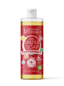 Brittanie’s 32oz Peppermint Castile Soap All-Natural Multi-Use Cleanser | Face, Body, Hair & Home | Plant-Based, Deep Cleaning, Refreshing Peppermint Glow | Family Made, Small Batch, USA Crafted