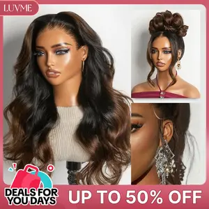 LUVME NatureMAX™ Ombre Brown Loose Wave Glueless Wig 200% Density 13x6 Pre-Cut HD Lace Front 100% Human Hair Flexi-Fit Drawstring Cap #DealsForYouDays