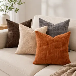 Set of 2 soft chenille pillow covers, square solid-color decorative pillow covers (18×18 inches), comfortable country style, suitable for sofas, beds, living rooms, home decor, and household textiles. Decorative throw pillow covers, decorative throw pillo
