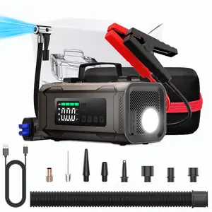 6-in-1 Jump Starter With Air Compressor 2500A Car Battery Booster Pack 150 PSI Portable Jump Box for All Gas 8.0L Diesel LED Flashlight EVA Bag Smart Jump Cable Air Hose Pump Hose