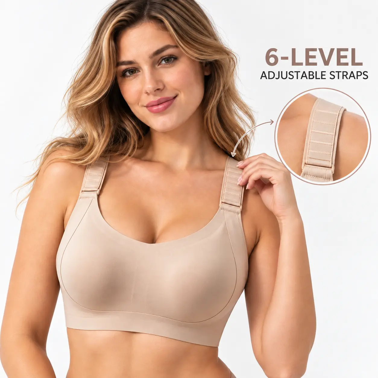 TaoBelle Women's Wireless Seamless Bra, 6-Level Adjustable Wide Straps, Full Coverage Support Bra, Soft Comfor  Everyday Bra #tiktokshopstockup