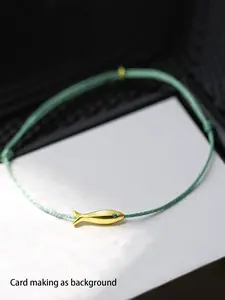 Women's Fashion Ankle Bracelet, Braided Rope Chain, Simple Design, Fish Decoration, Classic Style, Daily Wear, Beach Vacation