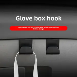 2PCS Compact Car Hook Durable ABS Plastic Wall-Mounted Organizer for Glove Box & Interior Accessories Non-Destructive Installation