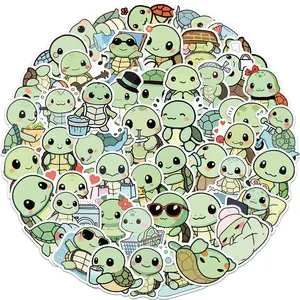 50PCS Cute Cartoon Simple Turtle Waterproof Graffiti Stickers for Helmet Bicycle Hand Account Pencil Case Decals LanLanStickersWorld