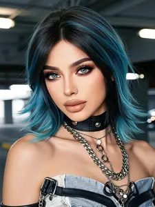 Halloween Wig, Short Hair with Bangs, Natural Look 12 Inches, Pre Styled Wig, Perfect for Girls Daily Wear, Holiday Role Play & Parties