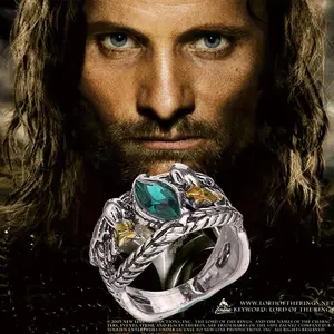 Lord Ring of Barahir Aragorn Gondor Green Crystal Rings for Women Men Jewelry
