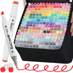 1 Set Alcohol Markers,Dual Tip Fine & Chisel Dual Tip Marker Set,Permanent Art Marker Pens with Bag for Adult Painting Supplies Perfect for Painting, Coloring Book, Sketching and Drawing(White Barrel)