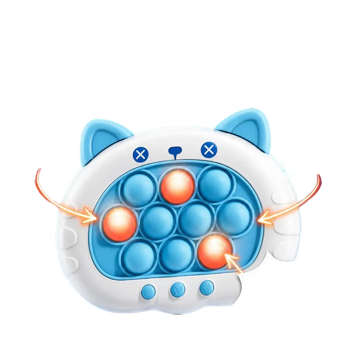 Cute Cat Fast Push Game Console, Light Up Quick Push Bubble Pop It Fidget Toy, Electronic Memory Challenge Sensory Game Machine, Stress Relief Travel Toy Gift for Boys Girls Kids Ages 3+