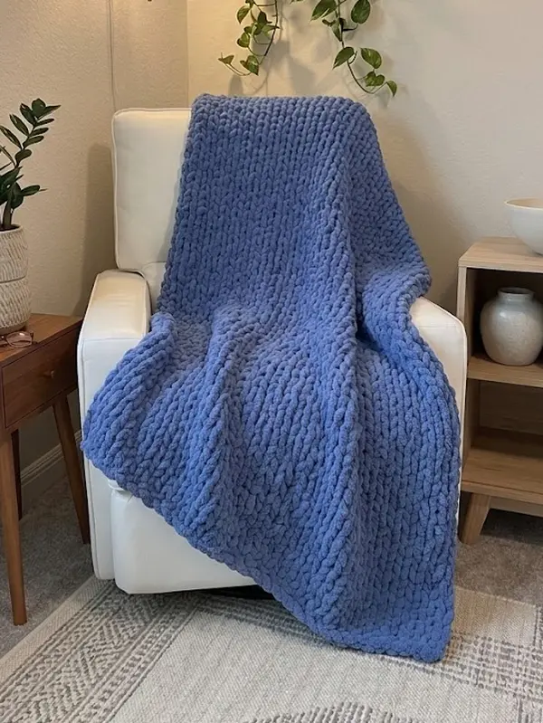 Classic Twin Handknit Blanket | Cozy Handmade Throw for Bed or Couch