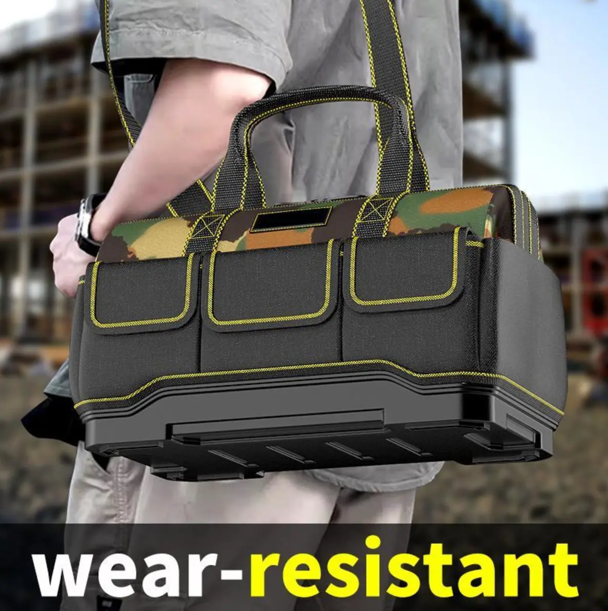 Professional Construction Tool Organizer - Waterproof Oxford Tool Storage Bag, Durable, Wear-Resistant, with Convenient Pockets for Electricians' Outdoor Use