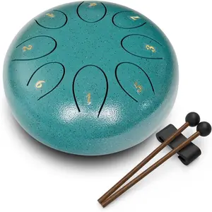 Steel Tongue Drum 6 Inch 8 Notes, Rain Drum Style Calming Percussion Instrument for Relaxation & Meditation, Musical  for Adults & Beginners(malachite)