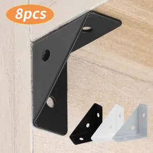 8pcs right angled triangle brackets, furniture corner codes, black, white, gray brackets, used for cabinets, bed corners, tables