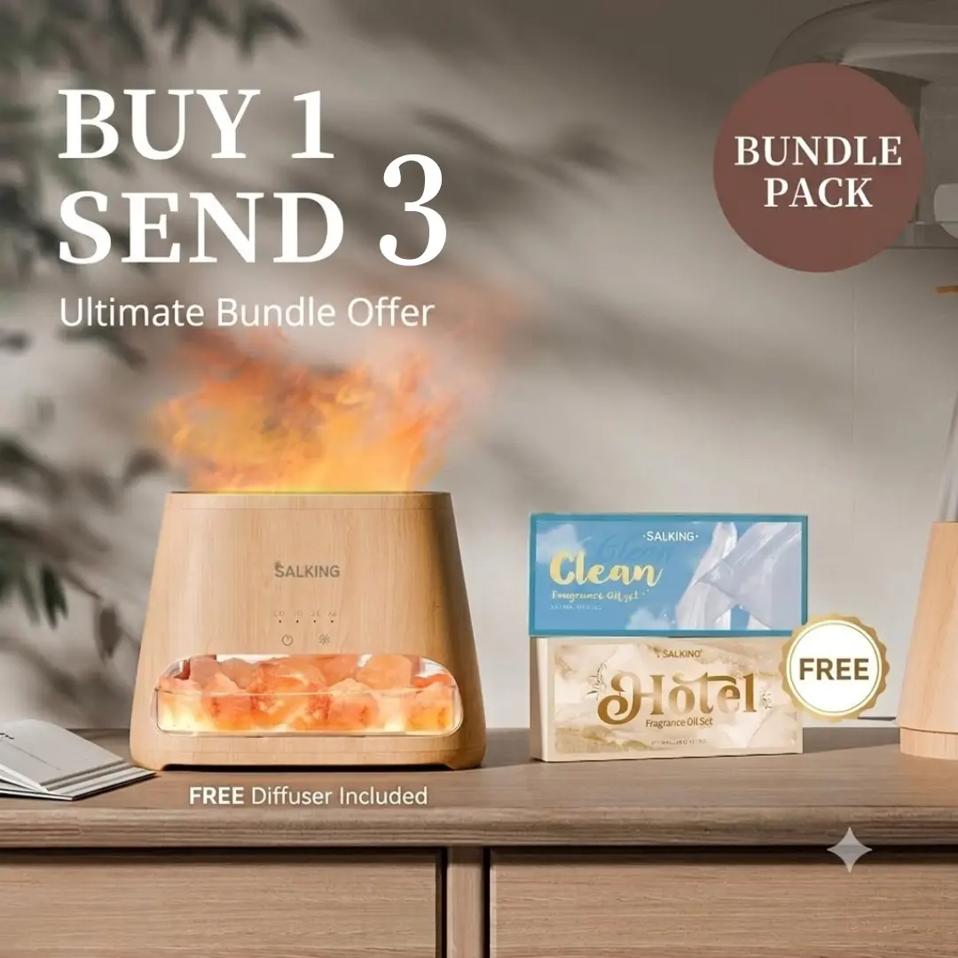 【Buy 1 Get 2 Free】Salt Lamp Aroma Humidifier, Cool Mist Ultrasonic Essential /Fragrance Oil with  Salt Rocks Lamp & Ambient Glow, Large Capacity for Bathroom, Balcony, Kitchen, Nursery & Storage Room, Nightlight, Cool Mist Humidifier, Scented, Family-Safe