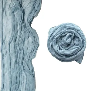 Cheesecloth Table Runner - 1PCS Rustic Boho Tablecloth Cover for Parties, Sizes 35 x 120 Inch, Linen Material, Satin Rectangular Design, Dusty Blue, High-Quality Polyester Gauze, Disposable & Reusable, Perfect for Long Tables, Outdoor & Indoor Events