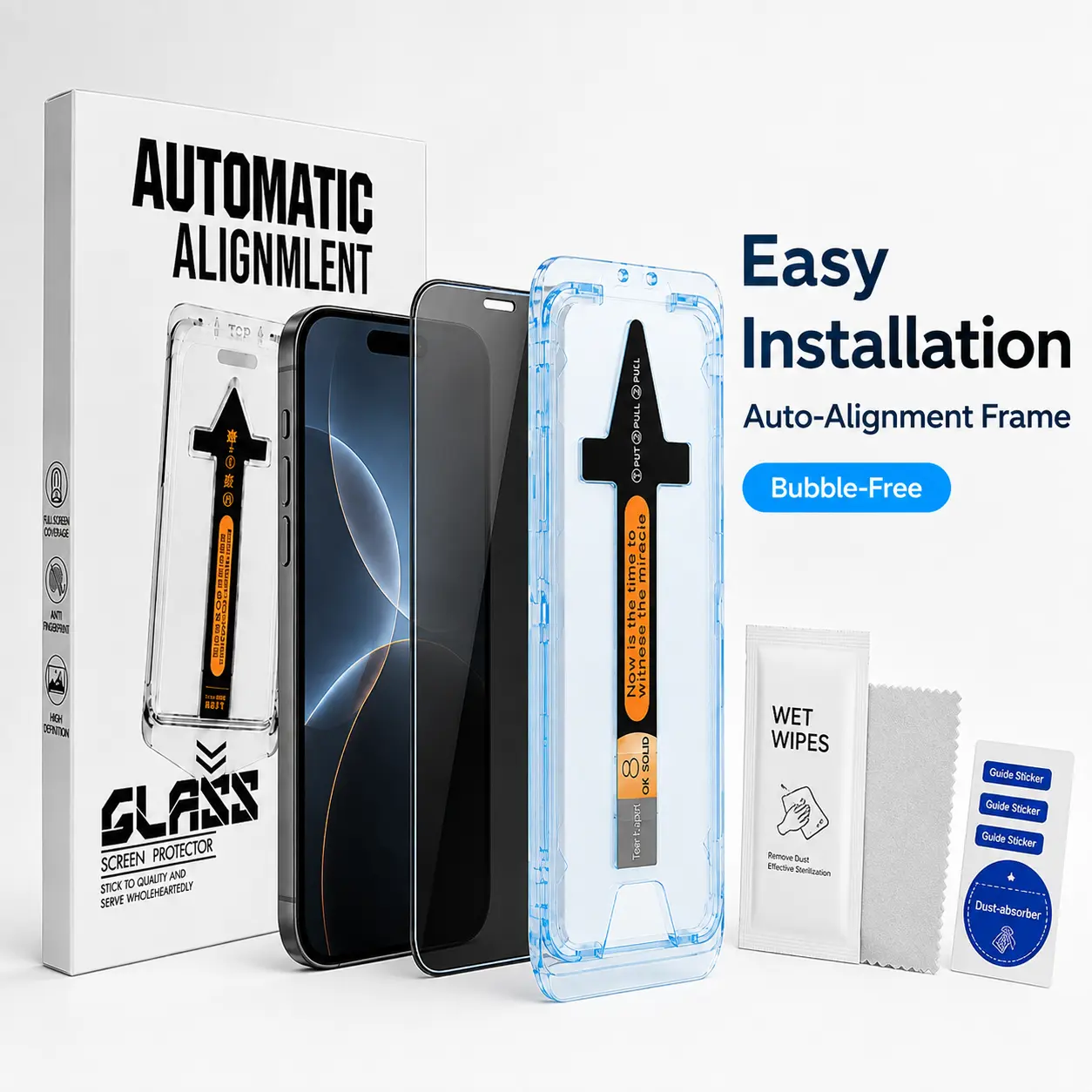 2-Pack Privacy Tempered Glass Screen Protector for iPhone 17/16/15/14/13/12/11 Series, Automatic Alignment, Anti-Spy, 9H Hardness, Shockproof, HD Clear, Smooth Touch