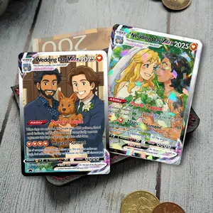 Custom Anime Anniversary Trading Card, Personalized Lover Couple Gift, Custom Power Couple Battle Card, Personalized LGBTQ+ Relationship Memory, Romantic Anime Portrait Gift for Boyfriend