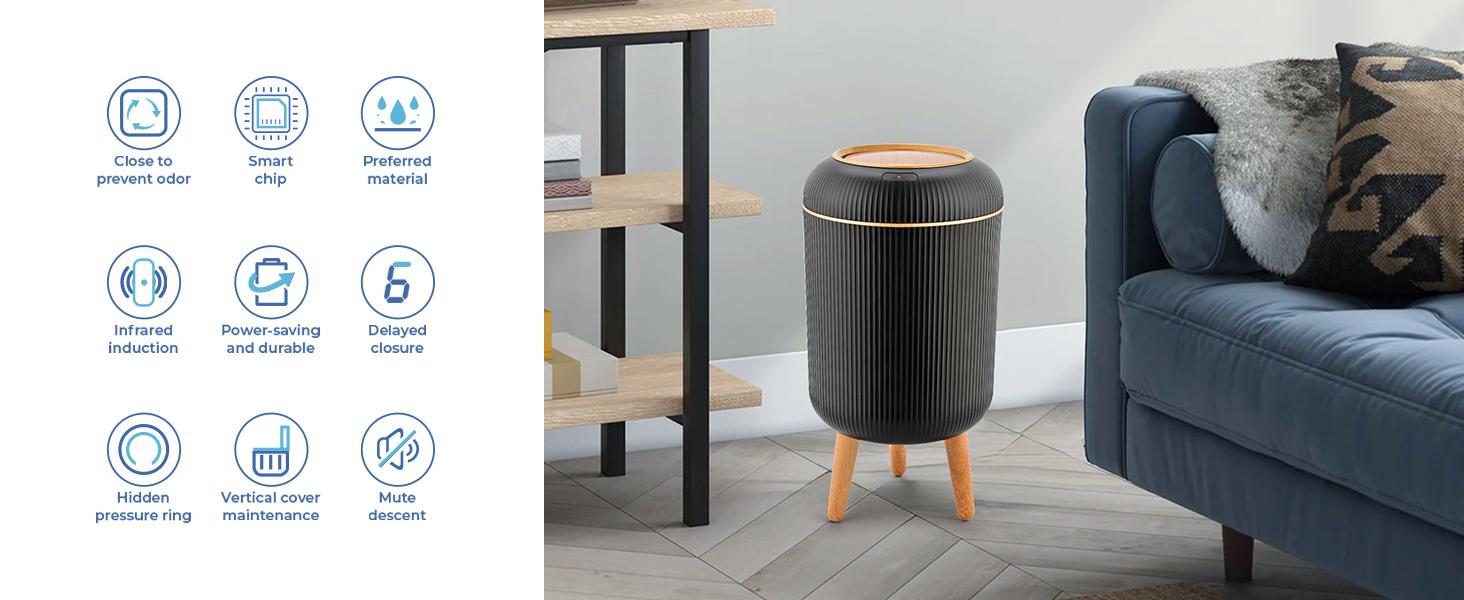 Pukomc Motion Sensor Trash Can with Lid, Touchless Design, Waterproof Plastic, Suitable for Kitchen, Bathroom, Bedroom, and Outdoors Springtok White Home Goods Smart Bin Black Pukomc Motion Sensor Trash Can with Lid, Touchless Design, Waterproof Plastic, Suitable for Kitchen, Bathroom, Bedroom, and Outdoors Springtok White Home Goods Smart Bin Black
