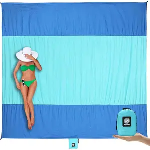 Beach Blanket Sandproof Waterproof, Extra Large Beach Mat, Oversized & Compact Sand Free, Quick Drying Beach Essentials for Vacation, Cruise, Picnic & Camping with Stakes