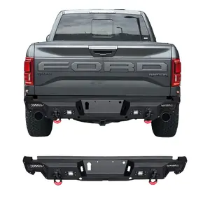 TIOYAR Steel Rear Bumper Black Texture for 2017-2020 FORD F150 SVT Raptor with LED Lights 2 x D-Rings Off-Road Performance