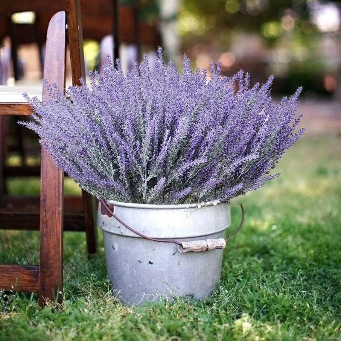Artificial Lavender Flowers – 12 Bundles Faux Lavender Bouquet