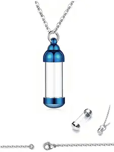 1 Pcs Acrylic Cylinder Urn Necklace, Clear Glass Tube Vial, Cremation Ash Urns Locket Pendant, Cute Memorial Jewelry for All Seasons, Jewelry Gift