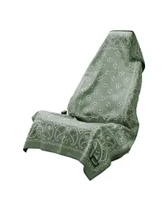 Vintage Bandana Car Seat Cover Towel – Sage Green Paisley Auto Seat Protector, Aesthetic Waterproof Car Accessory for SUV & Truck