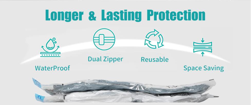 12-Pack Reusable Vacuum Storage Bags with Pump, Space-Saving Compression Bags for Travel, Bedding, Clothes & Moving