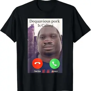 Comfortable 100 Percent Cotton Daquavious Pork Calling John Pork Meme Tee With Yarn Knit Design
