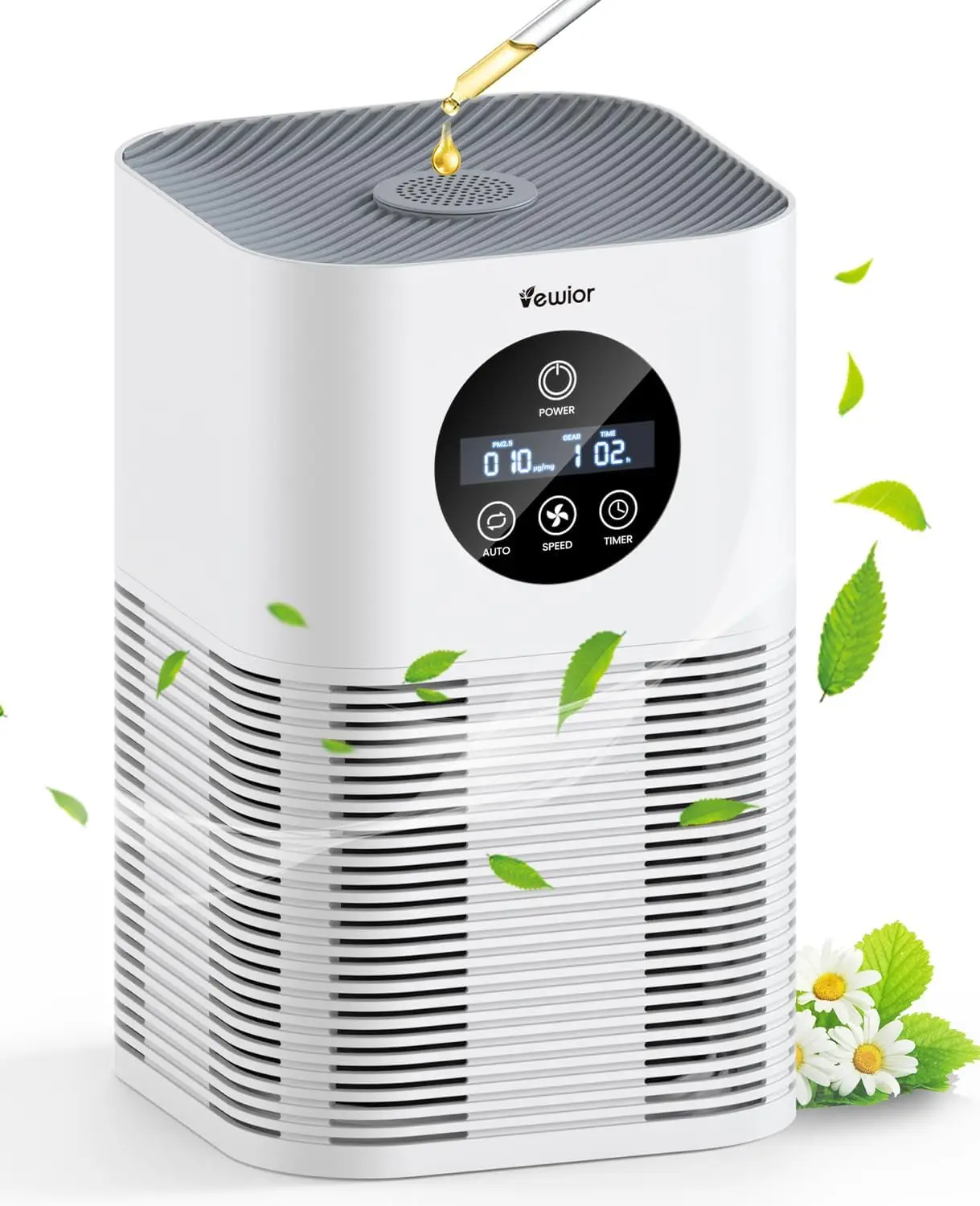 Air Purifiers for Home Large Room up to 600 Ft², VEWIOR H13 True Hepa Air Purifiers for Pets Hair, Dander, Smoke, Pollen, 3 Fan Speeds, 6 Timer Air Cl