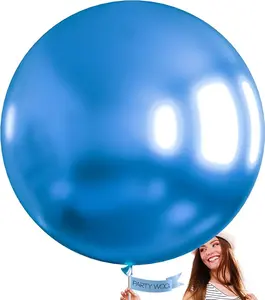 PartyWoo Metallic Blue Balloons 4pcs 36 Inch Chrome Blue Latex Helium Balloons for Graduation Wedding Baby Shower Engagement Baby Shower Wedding Bachelorette Birthday Party Decorations Blue-G106