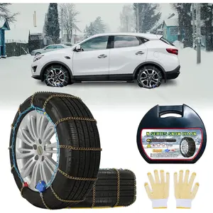 Auto Tightening Snow Chains Tire Chains, 1-Minute Quick Install, Twist-Link, Wear-Resistant, Universal for /SUV/Pickup , Multi-Weather  Traction, Set of 2 (HLN-170, 3.9mm)
