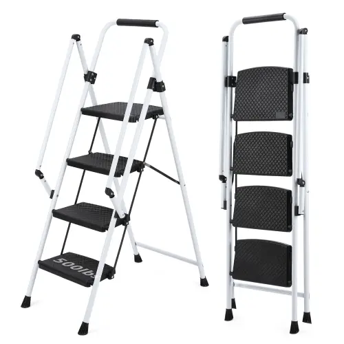 White+ABS+Rubber+Steel (Q235)+Four step ladder
