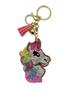 Unicorn Bling Keychain, Rhinestone design, Tassel Decor Sport Keychain for Men, Women, Kids Bling Backpack Keyrings, Purse Charms, Sparkle Key Fob