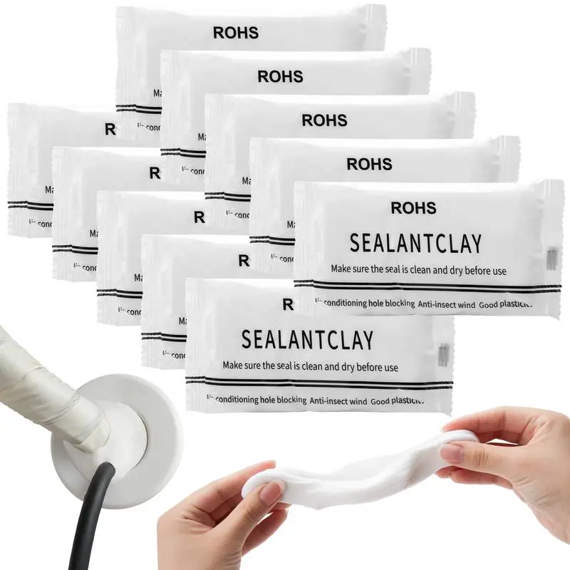 10 Pcs White Seal Putty,Waterproof Duct Seal Repair Sealing Clay & Moldable Silicone Putty,Ideal for Sealing Drain Connections, Wall Holes, and Air Conditioning Openings, Reliable and Efficient.