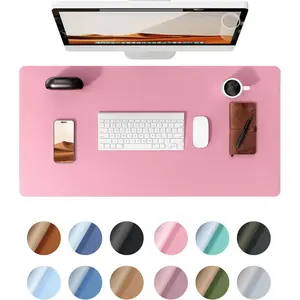X-KBB04   Leather Desk Pad Protector, Large Mouse Pad, Non-Slip PU Leather Desk Blotter, Laptop Desk Pad/Mat, Waterproof Writing Pad for Office and Home (23.6" x 13.8", Pink)