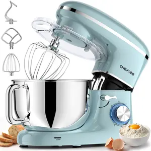 CHeflee 660W Electric Stand Mixer, 6+P Speeds, 6.5QT Stainless Steel Bowl with Dough Hook, Wire Whip & Beater, Perfect for Home Cooks & Baking
