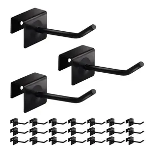 #HOOK-246 24 Pcs Small Metal Panel Hook Hanger for Hanging Tower, Clothes, Scarf, hat, Key, and mask. Coated with Black Painting