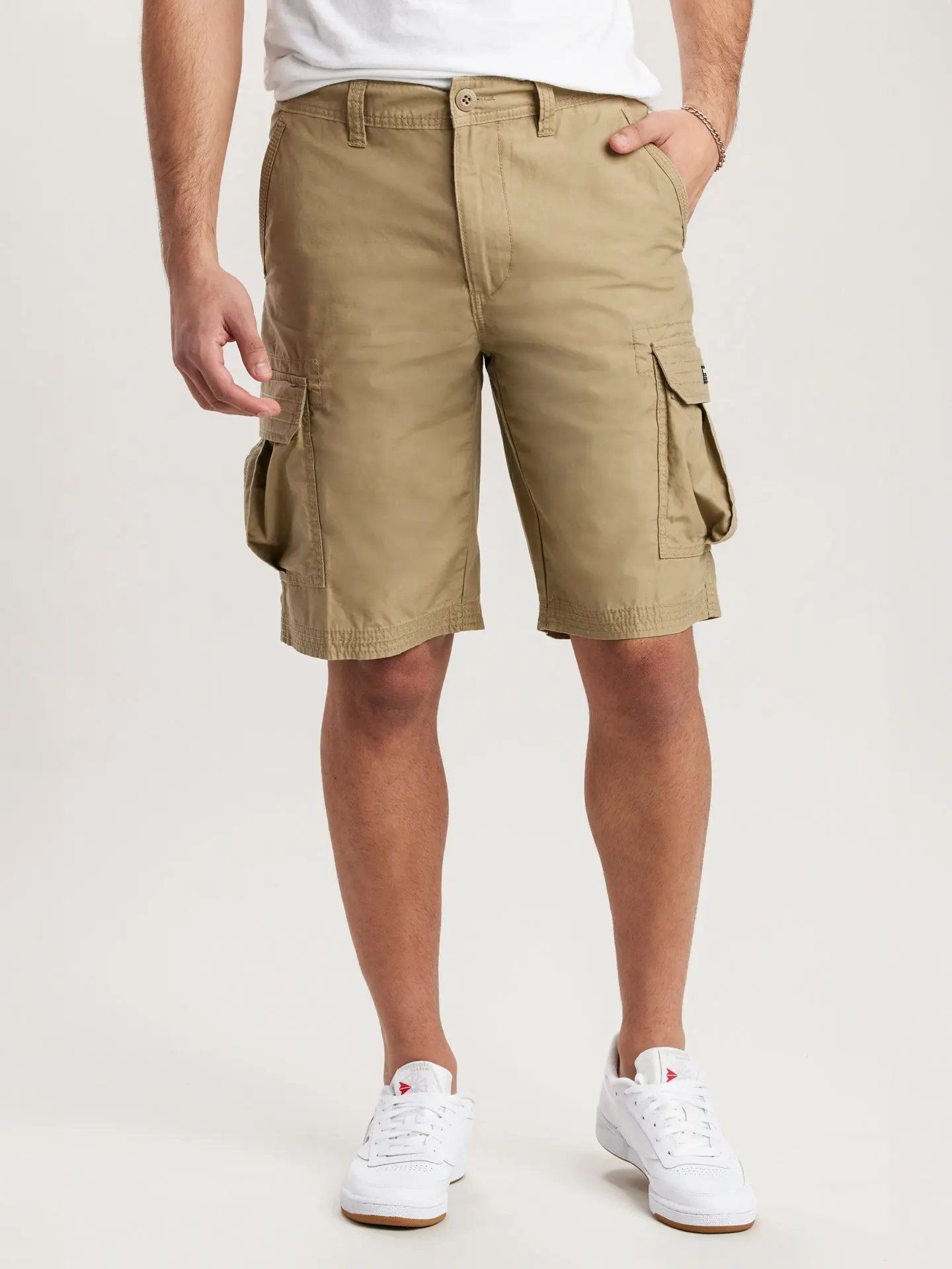 UNIONBAY Men's Mason Classic Fit Cotton Twill Cargo Shorts - Casual, Breathable Grain Plain Fabric, Summer Utility Style, Front Welt Pockets, 11" Fixed Inseam, Menswear, Clothes, Griffin, Tidal Wave, Machine Washable, Classic Cut, Knee-Length, Mid Waist