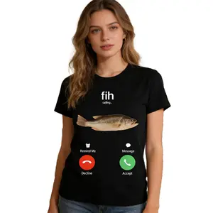 Fih Calling Remind me Message Decline Accept Phone Call Fish T-ShirtFit Casual Streetwear Men Gifts