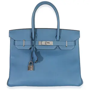 Pre-owned HERMÈS leather Shoulder Bags NY153629Hermès Bleu Brighton Epsom Birkin 30 PHW