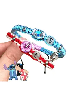 Interstellar Baby Stitch Bracelet Handmade Knitted Couple Wristband Cartoon Anime Jewelry Gift for Bestie Friend