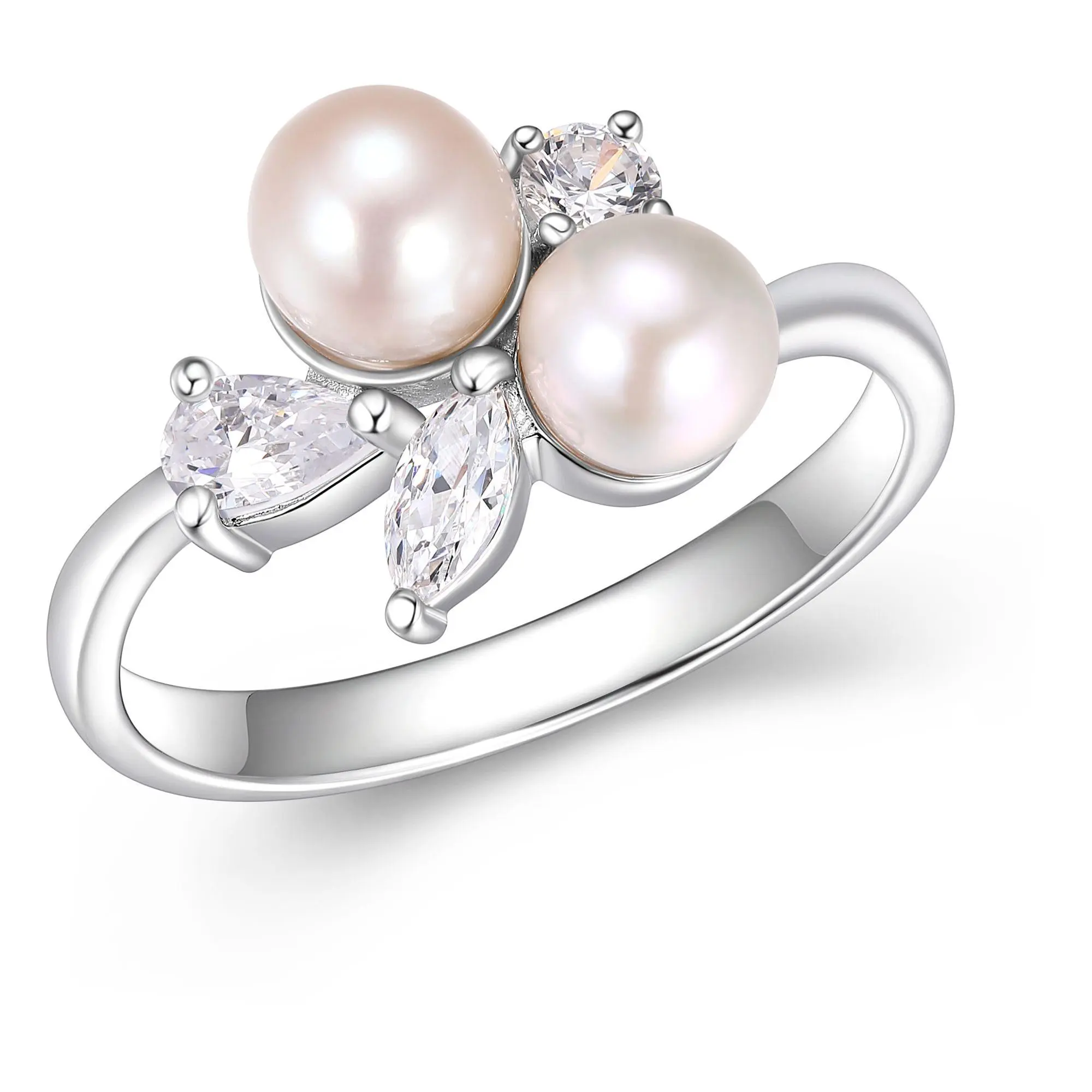 Diamonique Cultured Pearl Ring, Platinum Clad