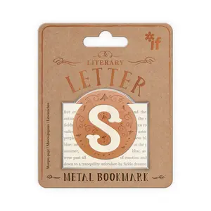 212 MAIN Initial 'S' Literary Brass-Finish Metal Bookmark, Etched Detail, USA-Designed Book Accessories, Page Clip for Office Stationery Use